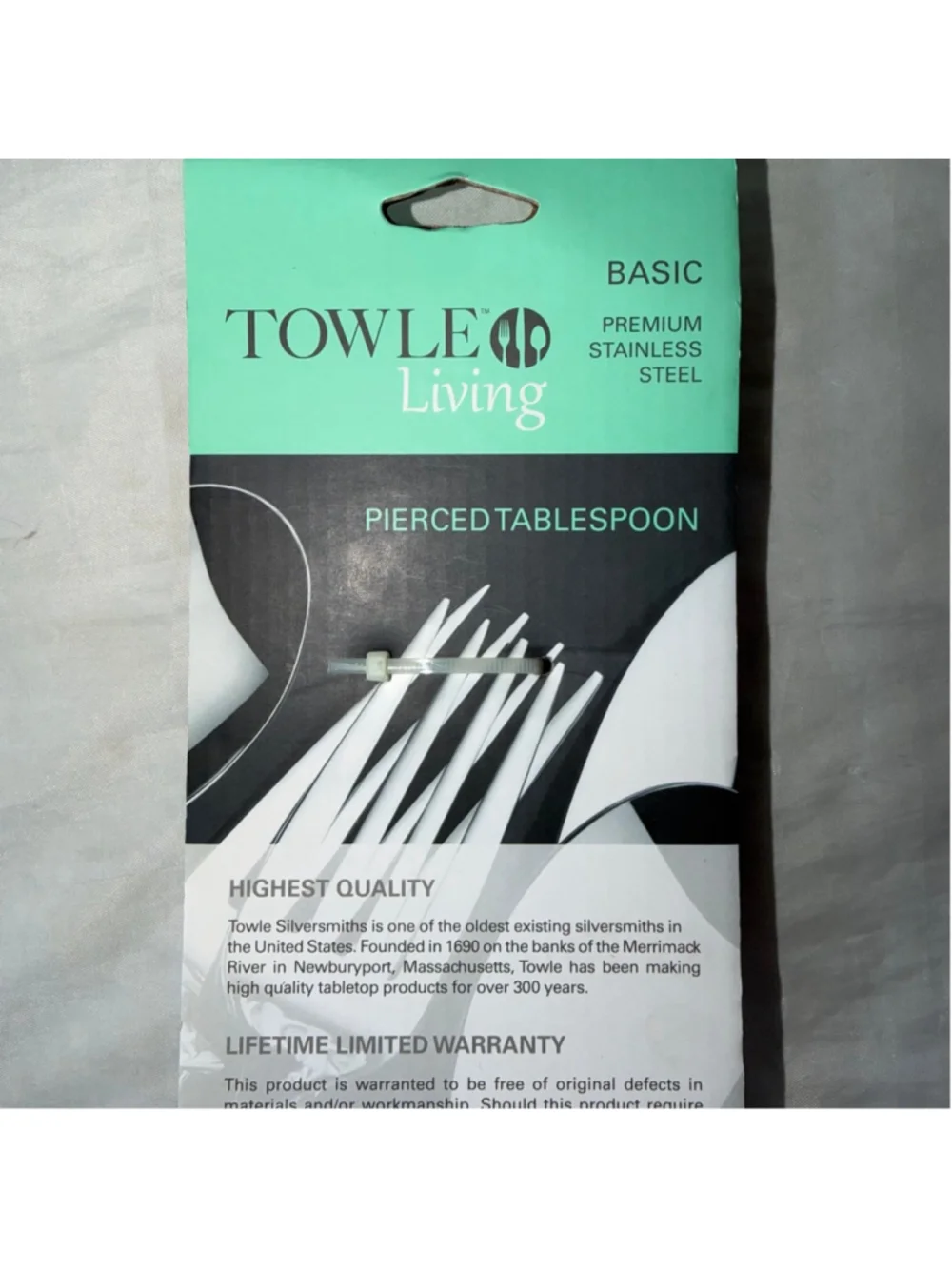 NIP Towle Living Basic Premium Stainless Steel Pierced Tablespoon Serving Spoon